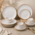 White Matte Brown Ceramic Dinner Set of 18 Pieces