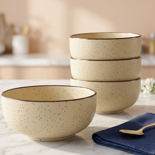 Creme Matte Ceramic Bowl Set Of 4