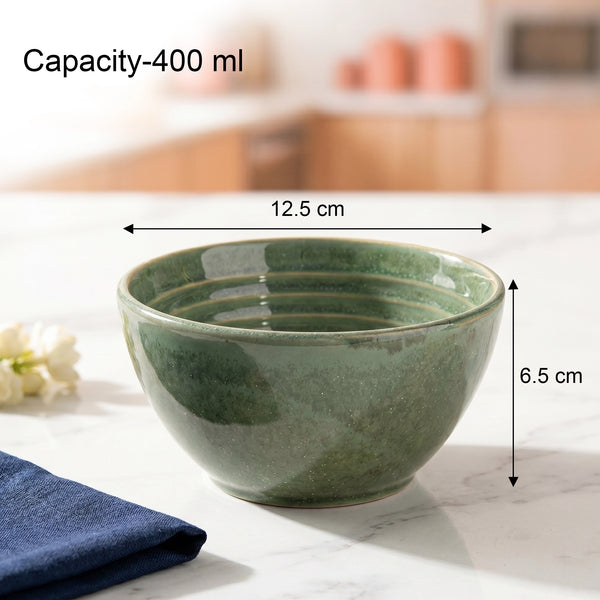 Sage Green Ceramic Bowl Serving Set 2 Bowls, 1 Tray, and 2 Spoon
