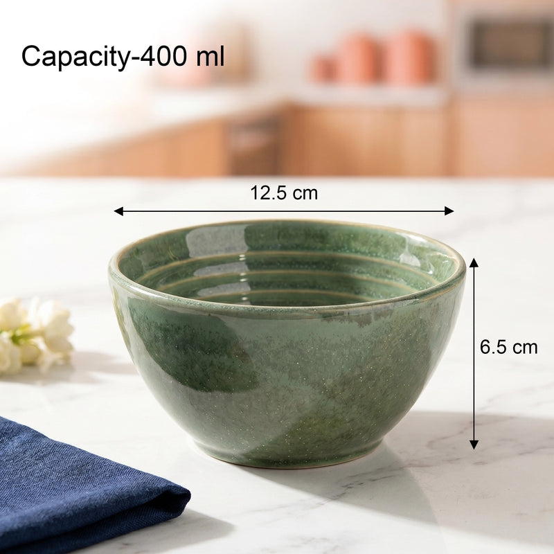 Sage Green Ceramic Bowl Serving Set 2 Bowls, 1 Tray, and 2 Spoon