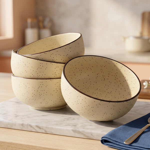 Creme Matte Ceramic Bowl Set Of 4