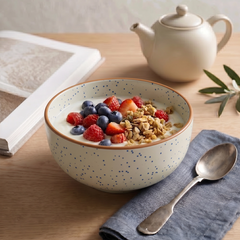 White Matte Brown Ceramic Bowl Set Of 4
