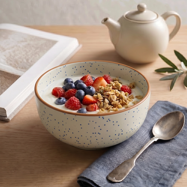 White Matte Brown Ceramic Bowl Set Of 4