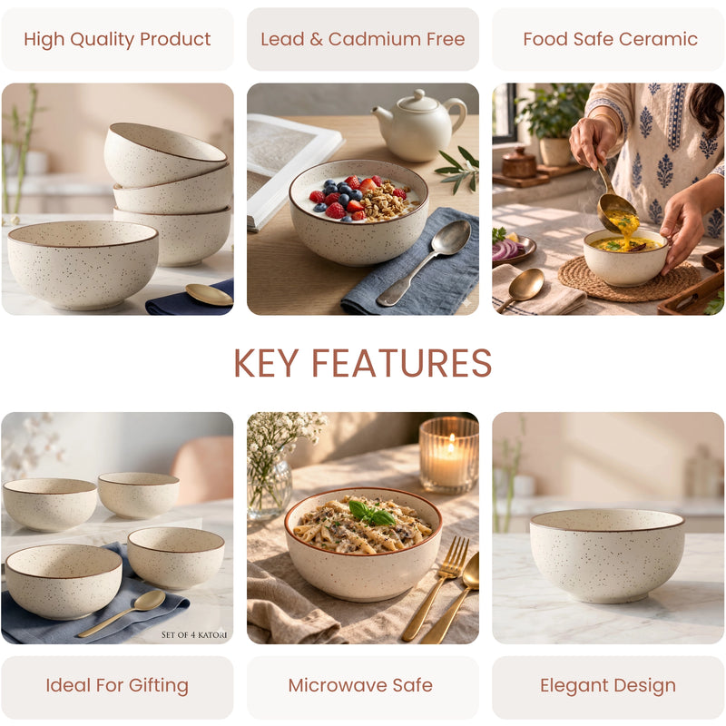 White Marble Ceramic Snack Bowls Set of 4