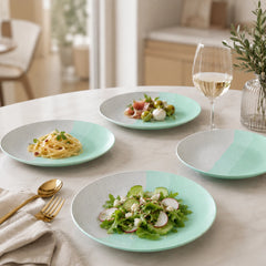 TT Green Matte Ceramic Quarter Plates Set of 6 – Chip-Resistant