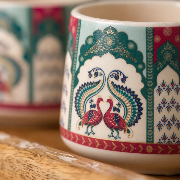 Peagal Ceramic Tea Set With 6 Cups and Kettle