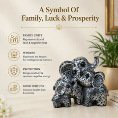Elegant Antique Silver Elephant Family Sculpture