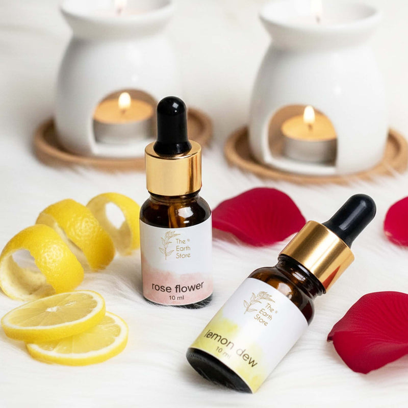 Lemon Dew & Rose Aroma Diffuser Oil Set (10ml Each) – Energizing Floral Duo