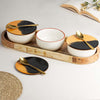 White Marble Ceramic Bowl Serving Set 3 Bowls, 1 Tray, 3 Spoon and 3 Coaster