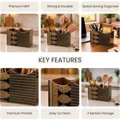 Royal Heritage Wooden 2-Section Cutlery Holder