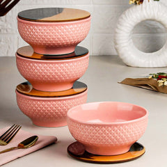 Pink Star Ceramic Bowl Set – 580ML
