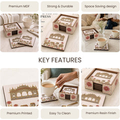 Regal Elephant Wooden Coaster Set of 6 with Holder