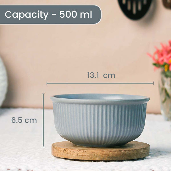 Grey Fringe Ceramic Bowl Set of 4 – 550ML