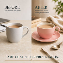 Solid Peach Ceramic Cappuccino Cup & Saucer Set of 4