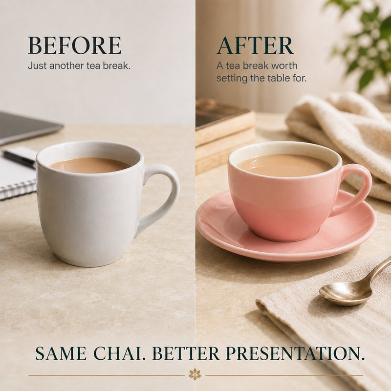 Solid Peach Ceramic Cappuccino Cup & Saucer Set of 4