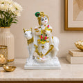 Krishna Idol: Premium White & Gold Spiritual Decor