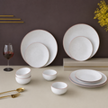 White Matte Ceramic Dinner Set 12 Piece for Family of 4