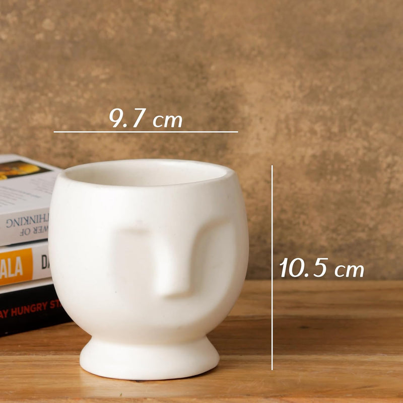 White Human Face Ceramic Planter - The Earth Store - Planter