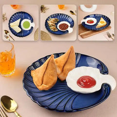 Blue Sea Shell Ceramic Chip and Dip Serving Platter