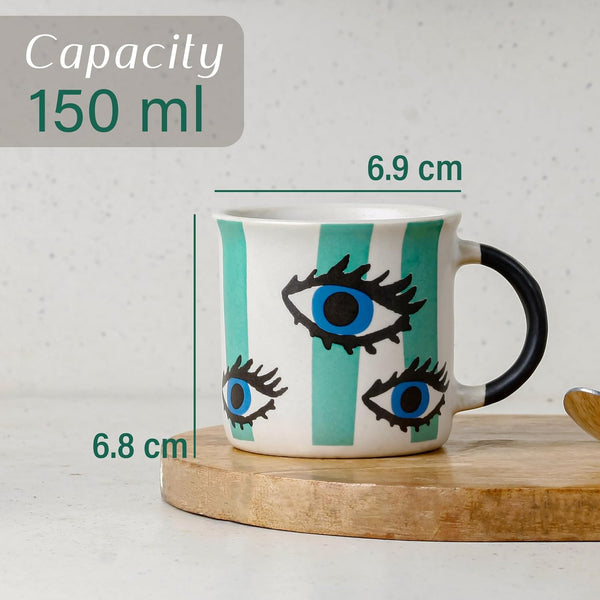 Evil Eye Tea Cup Set of 6, 150 ML - The Earth Store - Tea Cups