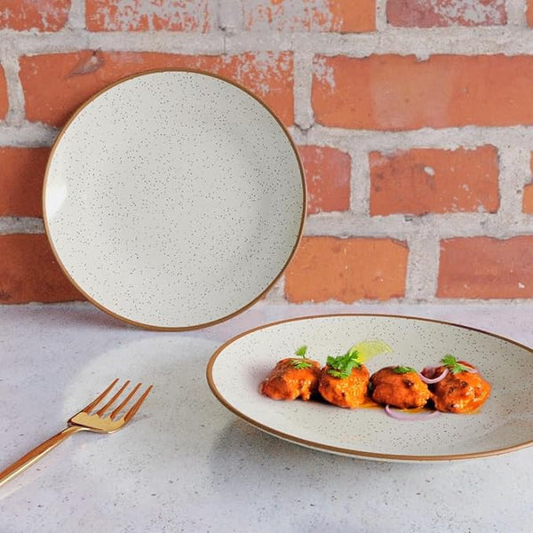 Creme Matte Ceramic Quarter Plates Set of 4
