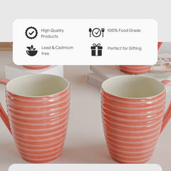Spiral Pink Ceramic Coffee Mug (Set of 4) - The Earth Store - Mugs