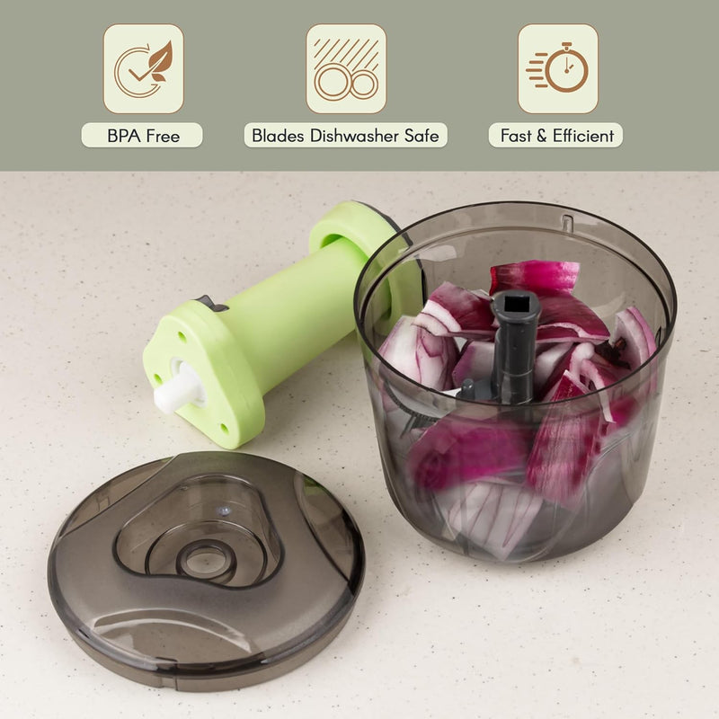 Manual Push Chopper with 3 Blades & Whisker