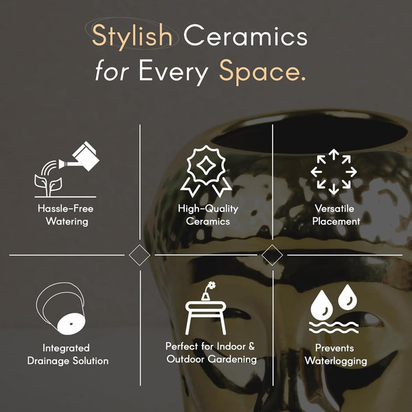 Golden Buddha Ceramic Clay Pots - The Earth Store - Planter
