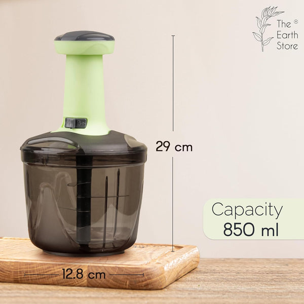 Manual Push Chopper with 3 Blades & Whisker