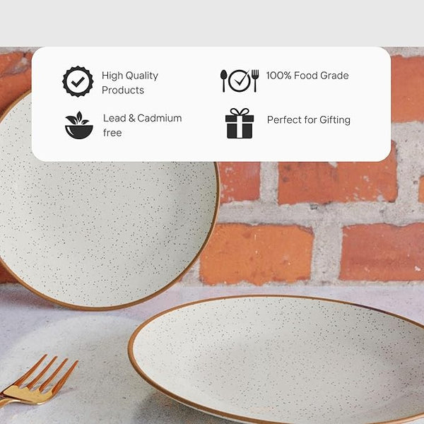 Creme Matte Ceramic Dinner Plates Set of 4