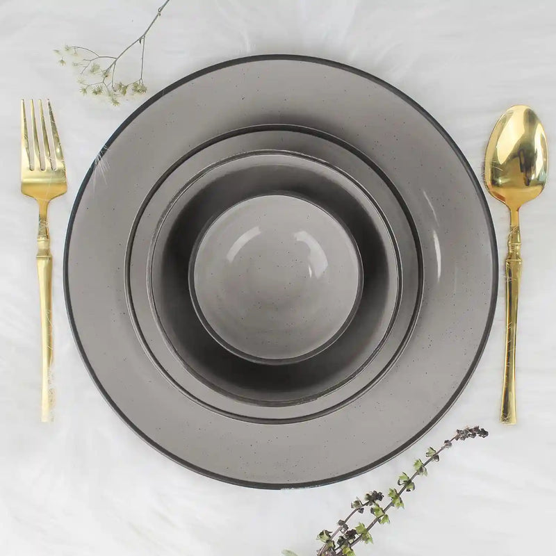 Grey Marble 21-Piece Ceramic Dinner Set For 6
