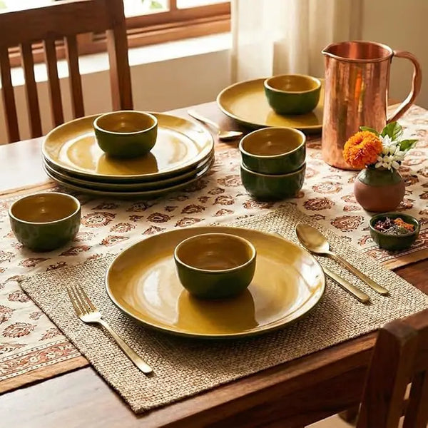Mustard Novelle 12-Piece Ceramic Dinner Set For 6
