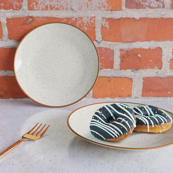 Creme Matte Ceramic Quarter Plates Set of 4
