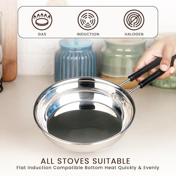 Stainless Steel Frypan 20cm – Heavy Gauge Sandwich Base