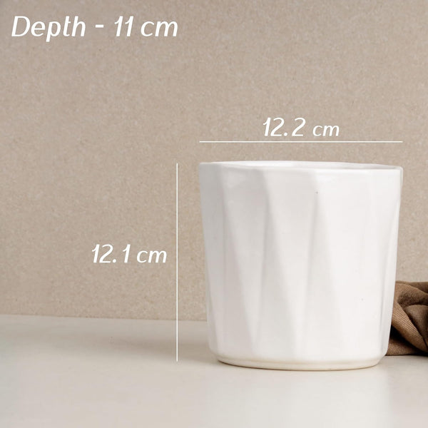 White Hexa Ceramic Planter - The Earth Store - Planter