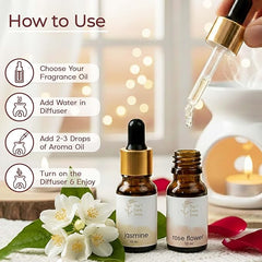Jasmine & Rose Aroma Diffuser Oil Set (10ml Each) – Elegant Floral Duo