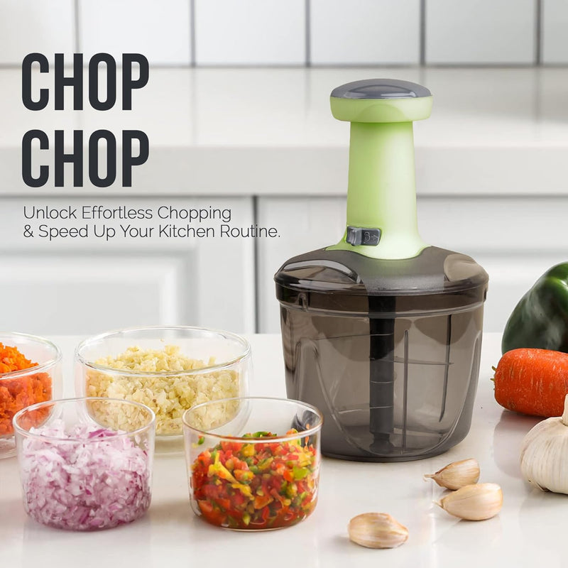 Manual Push Chopper with 3 Blades & Whisker