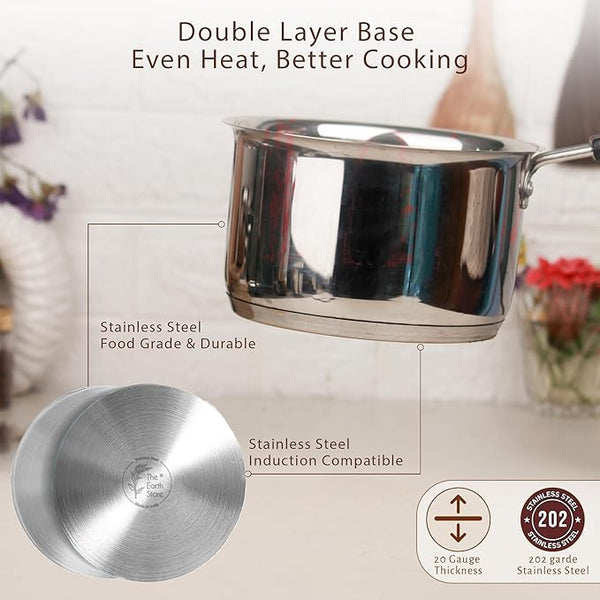 Stainless Steel Saucepan 2000ML – Heavy Gauge Sandwich Base