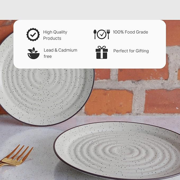 Spiral White Ceramic Quarter Plates Set of 4 – Versatile Snack Plates