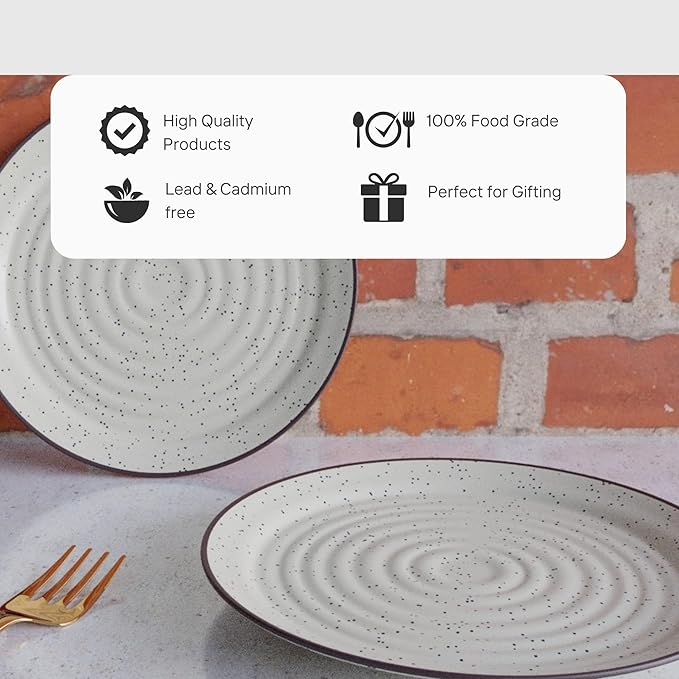 Spiral White Ceramic Quarter Plates Set of 4 – Versatile Snack Plates