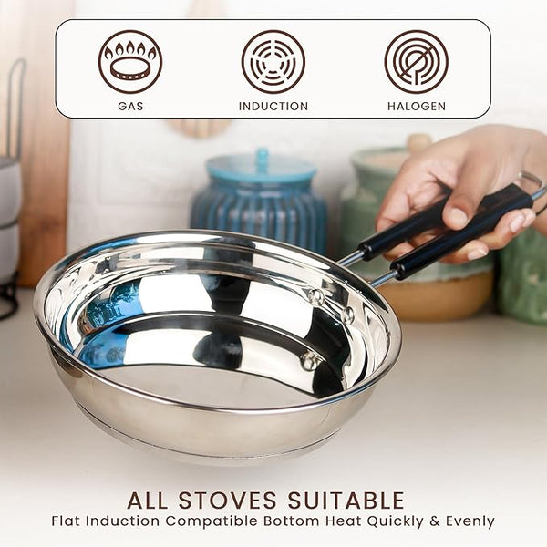 Stainless Steel Frypan 22cm – Heavy Gauge Sandwich Base