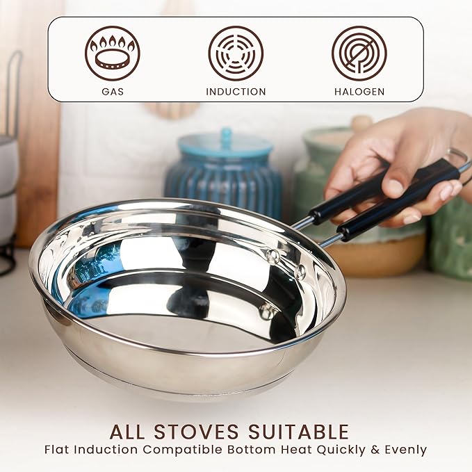 Stainless Steel Frypan 22cm – Heavy Gauge Sandwich Base