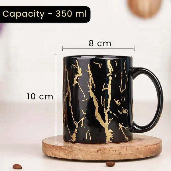Black Copper Pipe Ceramic Coffee Mugs Set of 6