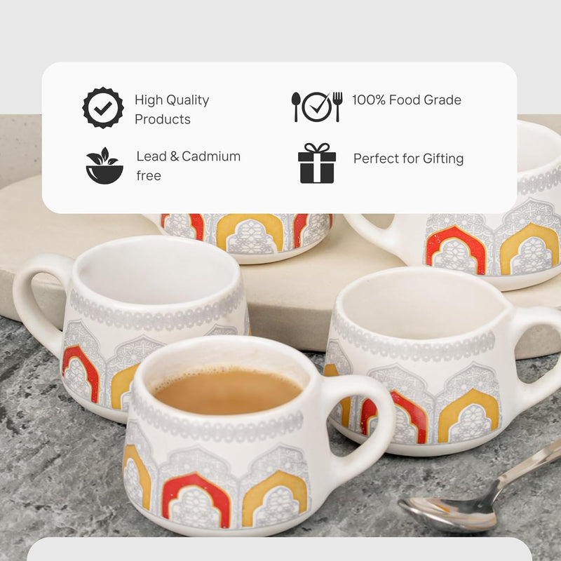 Imperial Ceramic Tea Cup Set of 6, 150 ML - The Earth Store - Tea Cups