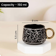 Black Artvine Ceramic Tea Set with Kettle & 6 Cups