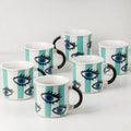 Evil Eye Ceramic Tea Cup Set of 6, 150 ML