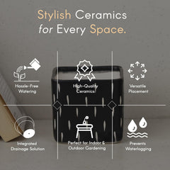 Dash Black Square Ceramic Clay Pots - The Earth Store - Planter