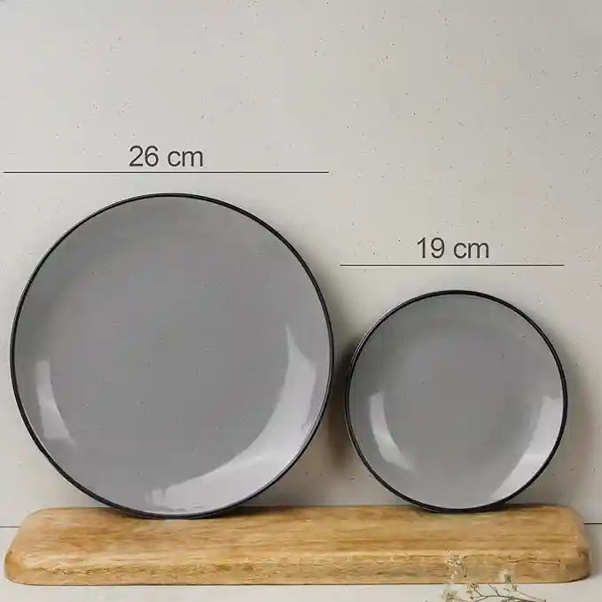 Grey Marble 21-Piece Ceramic Dinner Set For 6