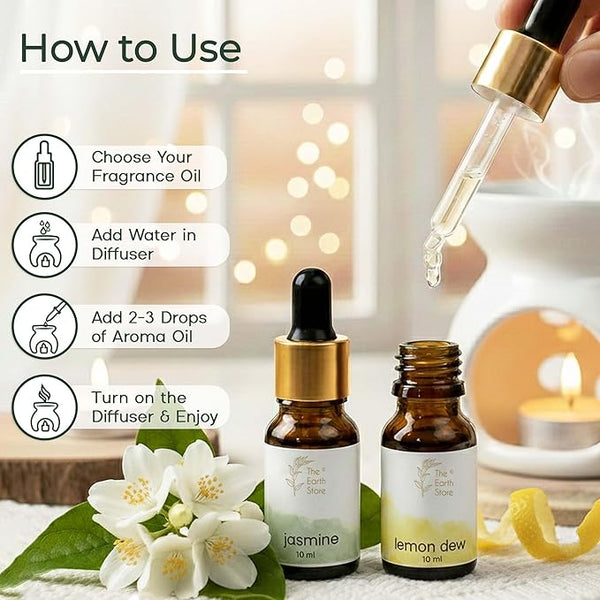 Jasmine & Lemon Dew Aroma Diffuser Oil Set (10ml Each)