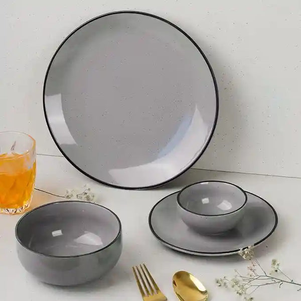 Grey Marble 21-Piece Ceramic Dinner Set For 6